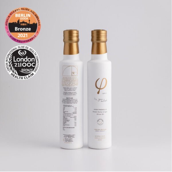 Exclusieve Gaia Kallisti Phi High Phenolic Green Koudgeperste Griekse extra vierge olijfolie, uit Halkidiki limited edition premium product., 250ml.