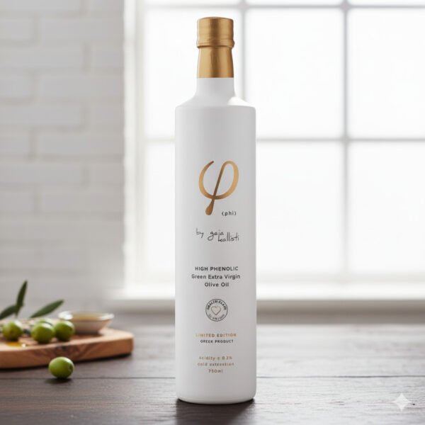 Exclusieve Gaia Kallisti Phi High Phenolic Green Koudgeperste Griekse extra vierge olijfolie, uit Halkidiki limited edition premium product., 750ml.