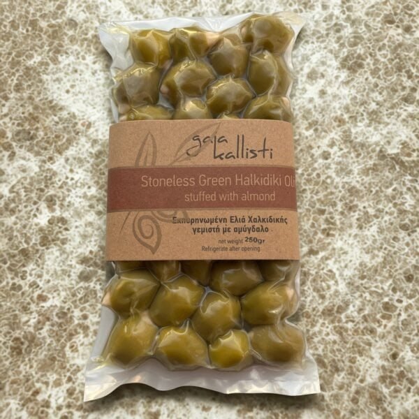 Gaia Kallisti groene Halkidiki olijven gevuld met knapperige amandelen